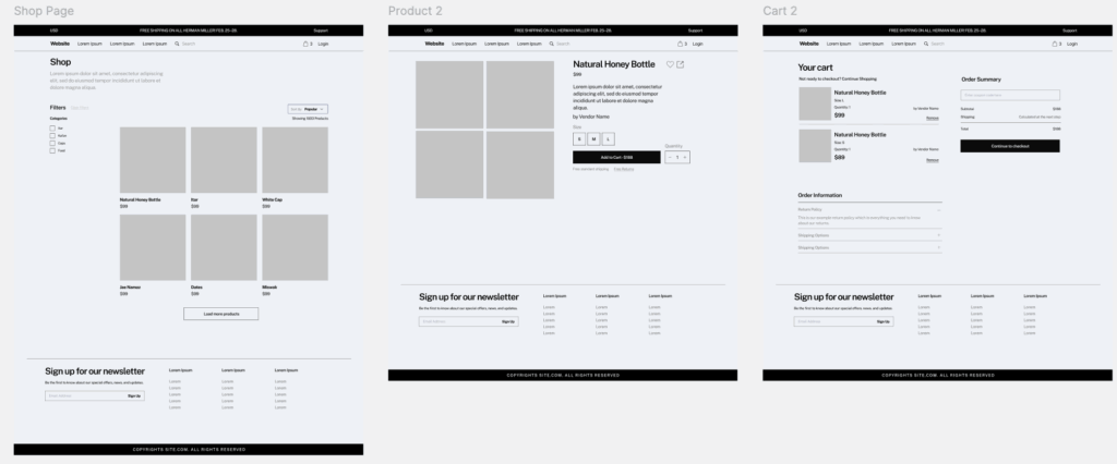 Part of an E-commerce Website Wireframe